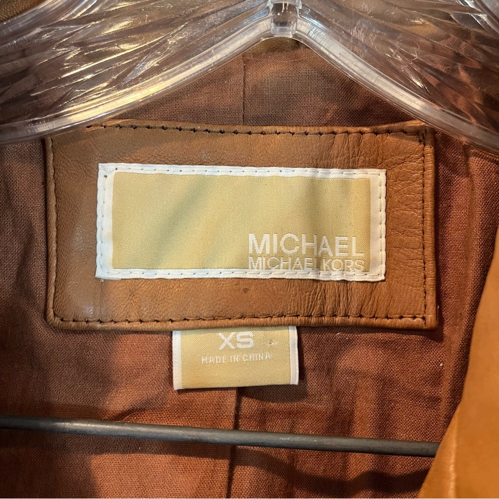 MICHAEL Michael Kors XS Brown Leather Short Moto Jacket -AS IS- - Picture 11 of 16